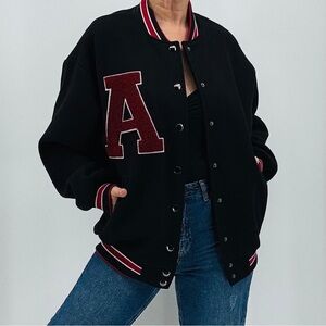 Adika Maddox Collegiate Sporty Prep Monogram Oversized Varsity Letterman Jacket